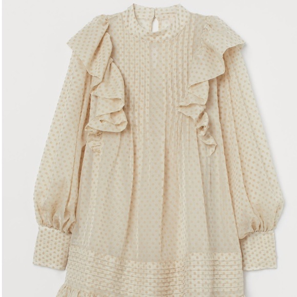 NWT Beige Ruffle Layered Voluminous Tunic - Picture 5 of 6